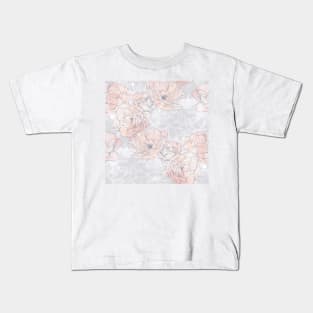 Pink Carnation Outline Pattern Kids T-Shirt